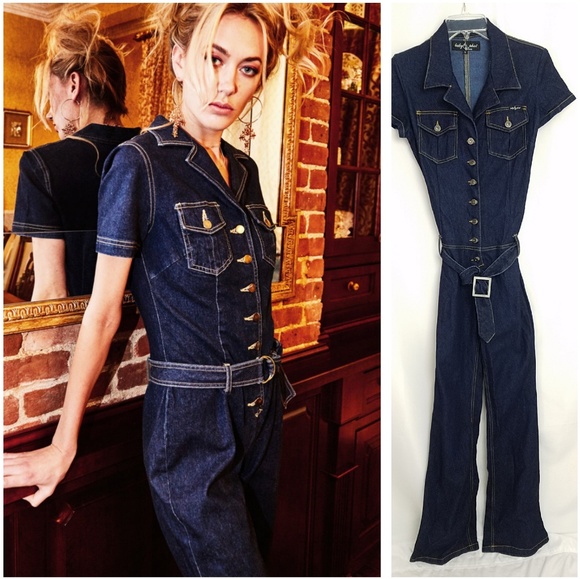 dark denim jumpsuit